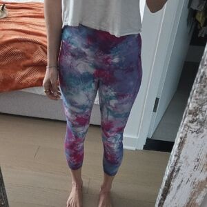 Aviator Nation Tie-Dye Capri Leggings in Purple, Blue & Pink